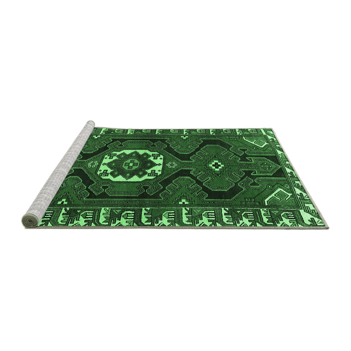 Sideview of Machine Washable Persian Emerald Green Traditional Area Rugs, wshtr975emgrn