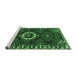 Sideview of Machine Washable Persian Emerald Green Traditional Area Rugs, wshtr975emgrn