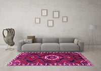 Machine Washable Persian Pink Traditional Rug, wshtr975pnk