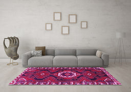 Machine Washable Persian Pink Traditional Rug in a Living Room, wshtr975pnk