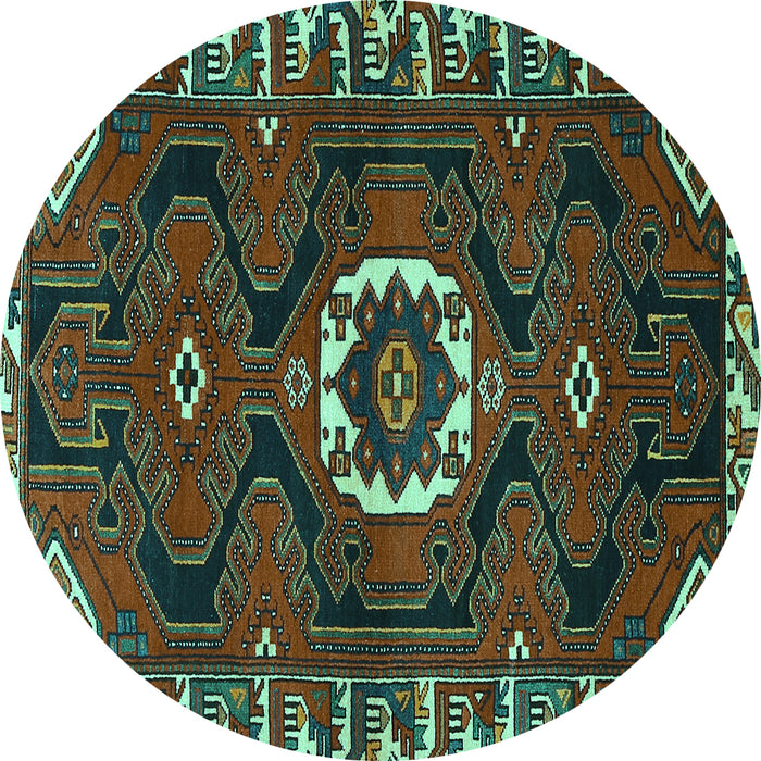 Round Machine Washable Persian Turquoise Traditional Area Rugs, wshtr975turq