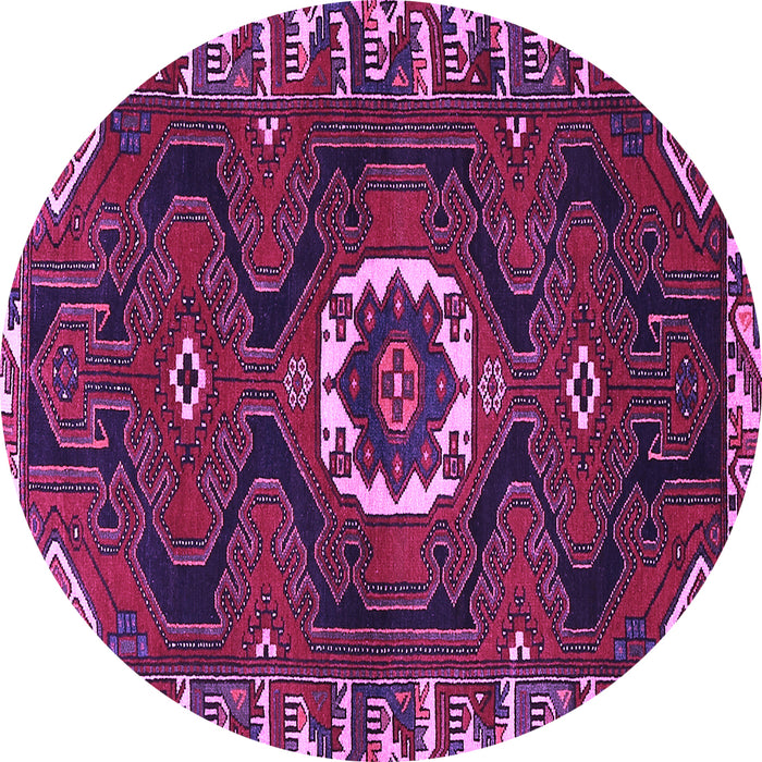 Round Persian Purple Traditional Rug, tr975pur