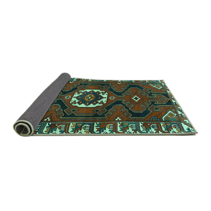 Sideview of Persian Turquoise Traditional Rug, tr975turq