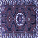 Square Machine Washable Persian Blue Traditional Rug, wshtr975blu