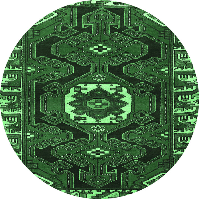 Round Persian Emerald Green Traditional Rug, tr975emgrn