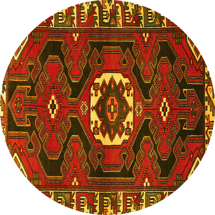 Round Persian Yellow Traditional Rug, tr975yw