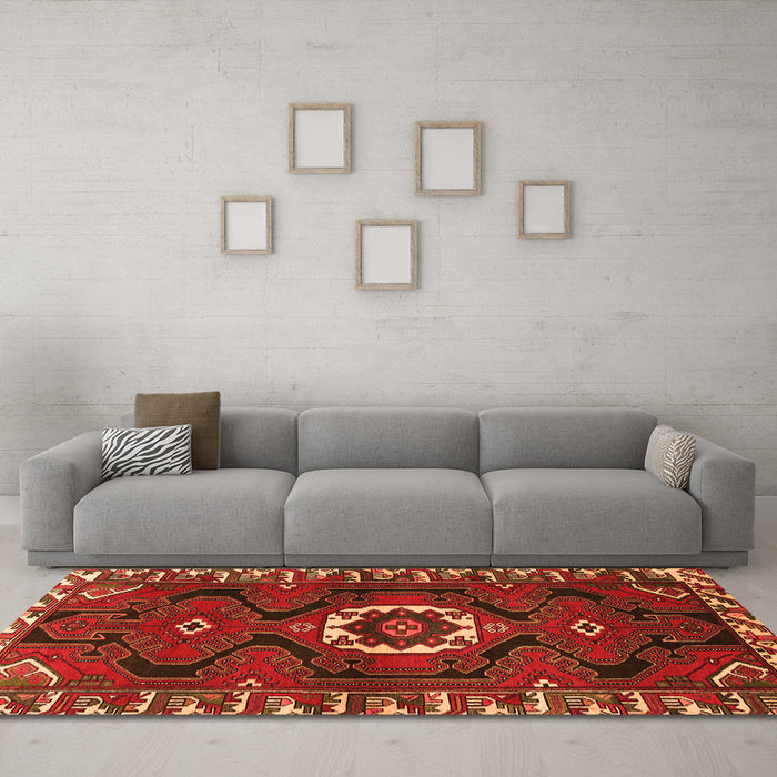 Machine Washable Persian Orange Traditional Area Rugs in a Living Room, wshtr975org