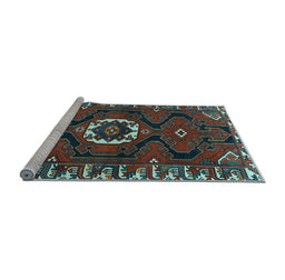 Sideview of Machine Washable Persian Light Blue Traditional Rug, wshtr975lblu