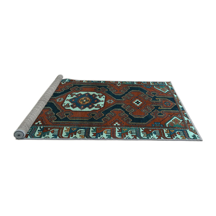 Sideview of Machine Washable Persian Light Blue Traditional Rug, wshtr975lblu