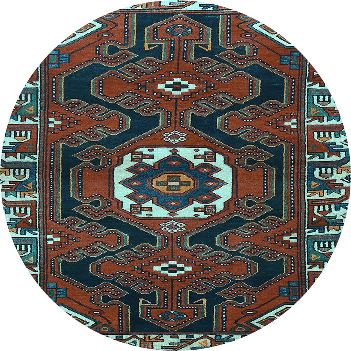 Round Machine Washable Persian Light Blue Traditional Rug, wshtr975lblu