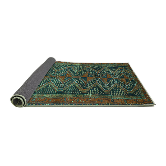 Sideview of Persian Turquoise Traditional Rug, tr976turq