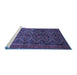 Sideview of Machine Washable Persian Blue Traditional Rug, wshtr976blu
