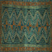 Square Machine Washable Persian Turquoise Traditional Area Rugs, wshtr976turq