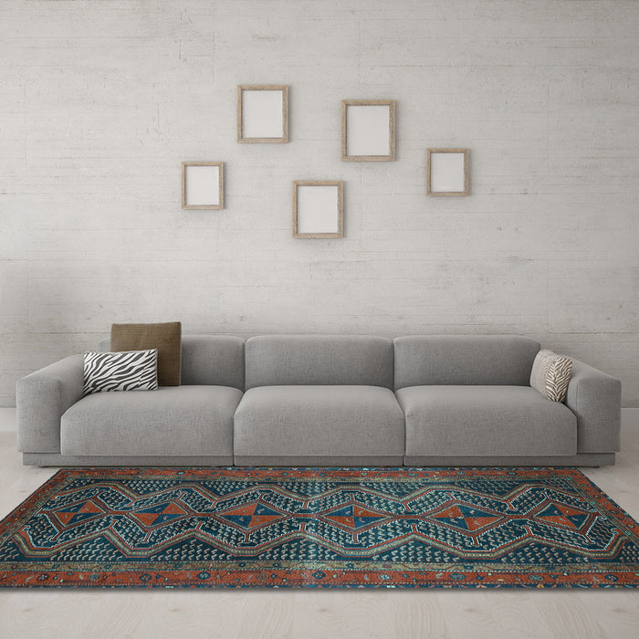 Machine Washable Persian Light Blue Traditional Rug in a Living Room, wshtr976lblu