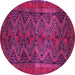Round Machine Washable Persian Pink Traditional Rug, wshtr976pnk