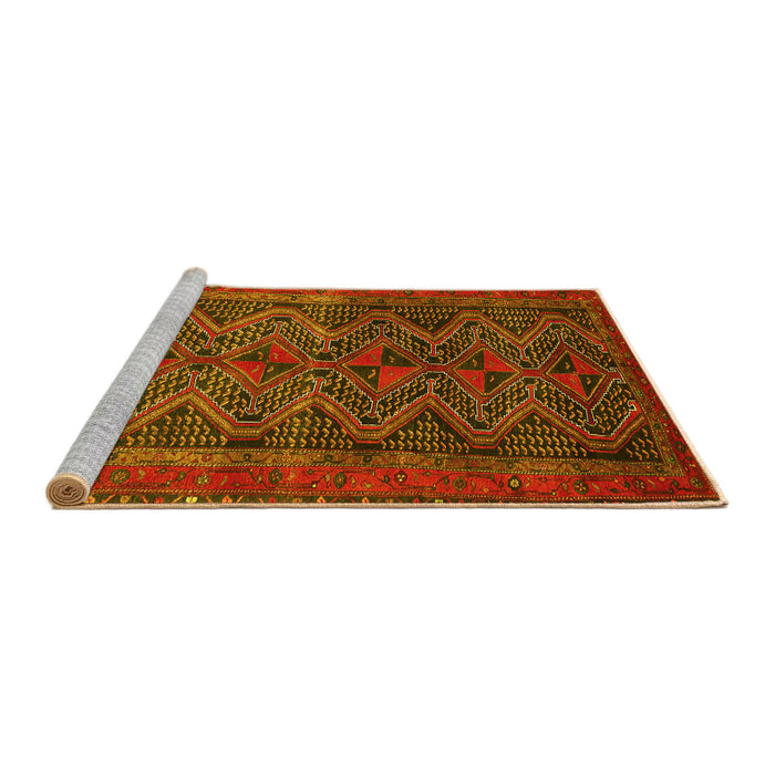 Sideview of Machine Washable Persian Yellow Traditional Rug, wshtr976yw
