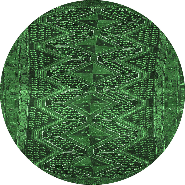 Round Persian Emerald Green Traditional Rug, tr976emgrn