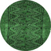 Round Persian Emerald Green Traditional Rug, tr976emgrn