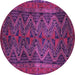 Round Machine Washable Persian Purple Traditional Area Rugs, wshtr976pur