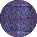 Round Persian Blue Traditional Rug, tr976blu