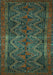 Machine Washable Persian Turquoise Traditional Area Rugs, wshtr976turq