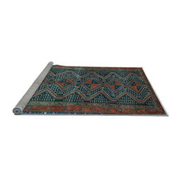 Sideview of Machine Washable Persian Light Blue Traditional Rug, wshtr976lblu