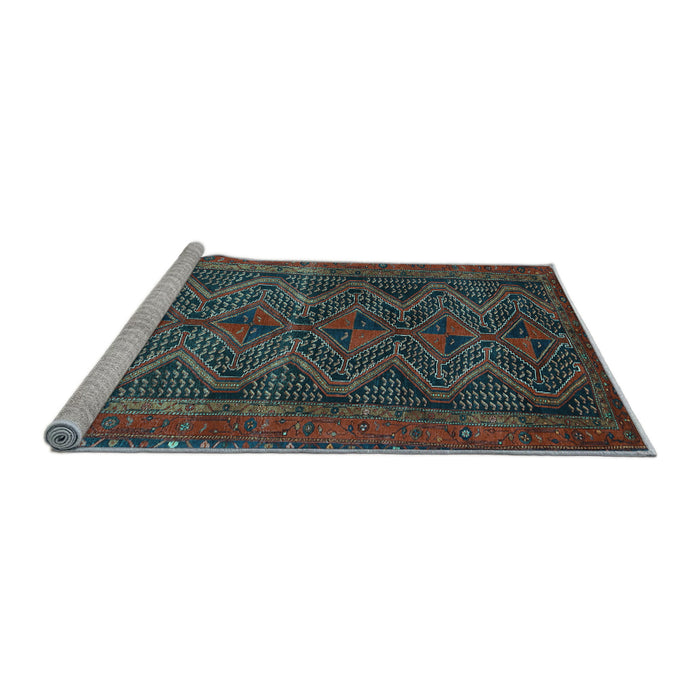 Sideview of Machine Washable Persian Light Blue Traditional Rug, wshtr976lblu