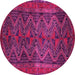 Round Persian Pink Traditional Rug, tr976pnk