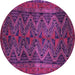 Round Persian Purple Traditional Rug, tr976pur