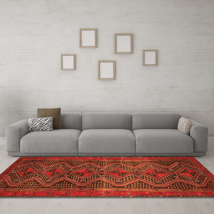 Machine Washable Persian Orange Traditional Area Rugs in a Living Room, wshtr976org
