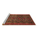Sideview of Machine Washable Persian Brown Traditional Rug, wshtr976brn