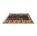 Sideview of Machine Washable Traditional Metallic Gold Rug, wshtr977