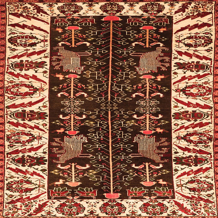 Serging Thickness of Persian Orange Traditional Rug, tr977org