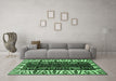 Machine Washable Persian Emerald Green Traditional Area Rugs in a Living Room,, wshtr977emgrn