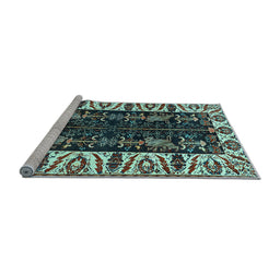 Sideview of Machine Washable Persian Light Blue Traditional Rug, wshtr977lblu