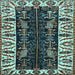 Square Machine Washable Persian Light Blue Traditional Rug, wshtr977lblu