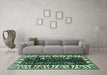 Machine Washable Persian Turquoise Traditional Area Rugs in a Living Room,, wshtr977turq