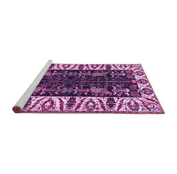 Sideview of Machine Washable Persian Purple Traditional Area Rugs, wshtr977pur