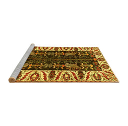 Sideview of Machine Washable Persian Yellow Traditional Rug, wshtr977yw