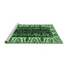 Sideview of Machine Washable Persian Emerald Green Traditional Area Rugs, wshtr977emgrn