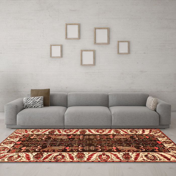 Machine Washable Persian Orange Traditional Area Rugs in a Living Room, wshtr977org
