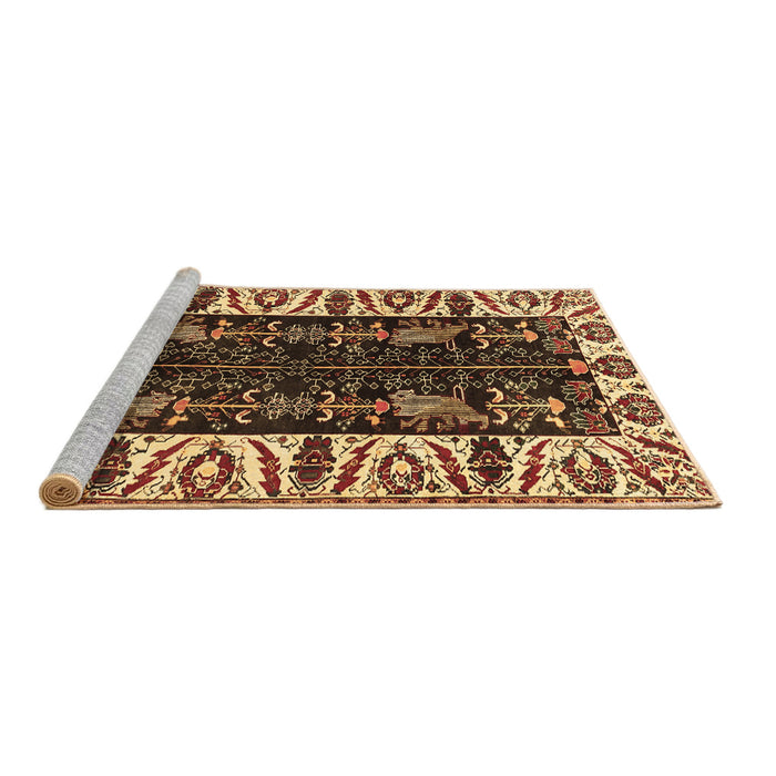 Sideview of Machine Washable Persian Brown Traditional Rug, wshtr977brn