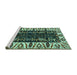 Sideview of Machine Washable Persian Turquoise Traditional Area Rugs, wshtr977turq
