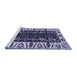 Sideview of Machine Washable Persian Blue Traditional Rug, wshtr977blu