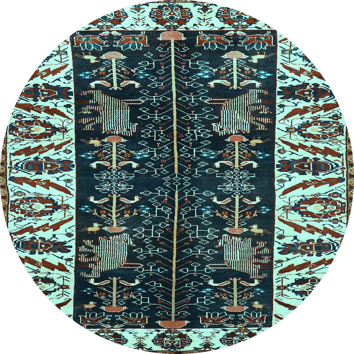 Round Persian Light Blue Traditional Rug, tr977lblu