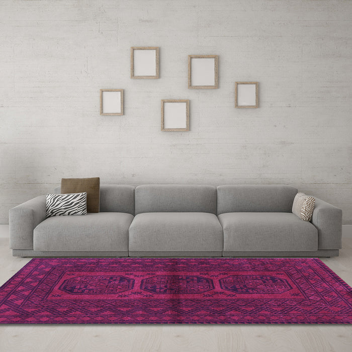 Machine Washable Southwestern Purple Country Area Rugs in a Living Room, wshtr978pur