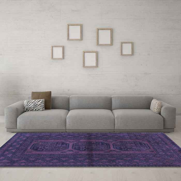 Machine Washable Southwestern Blue Country Rug in a Living Room, wshtr978blu