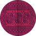 Round Machine Washable Southwestern Pink Country Rug, wshtr978pnk