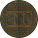 Round Southwestern Turquoise Country Rug, tr978turq