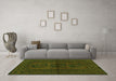 Machine Washable Southwestern Green Country Area Rugs in a Living Room,, wshtr978grn